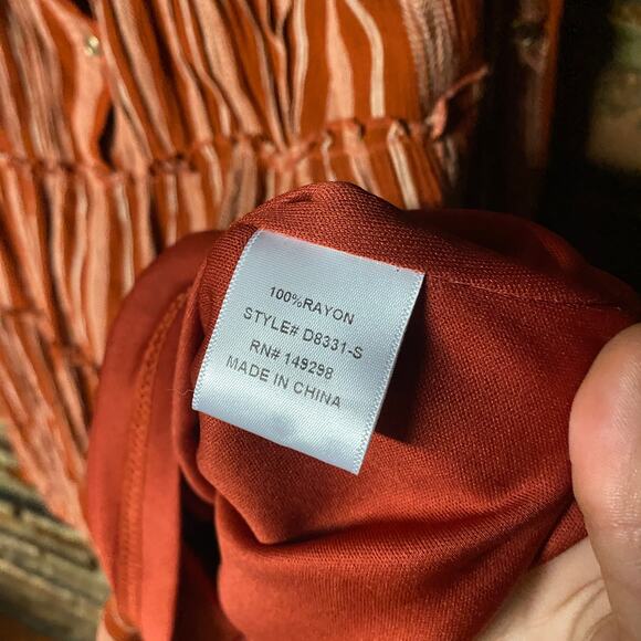 Francesca's Blue Rain Orange Striped Tiered Tunic Top Women's Size Small - Picture 6 of 7